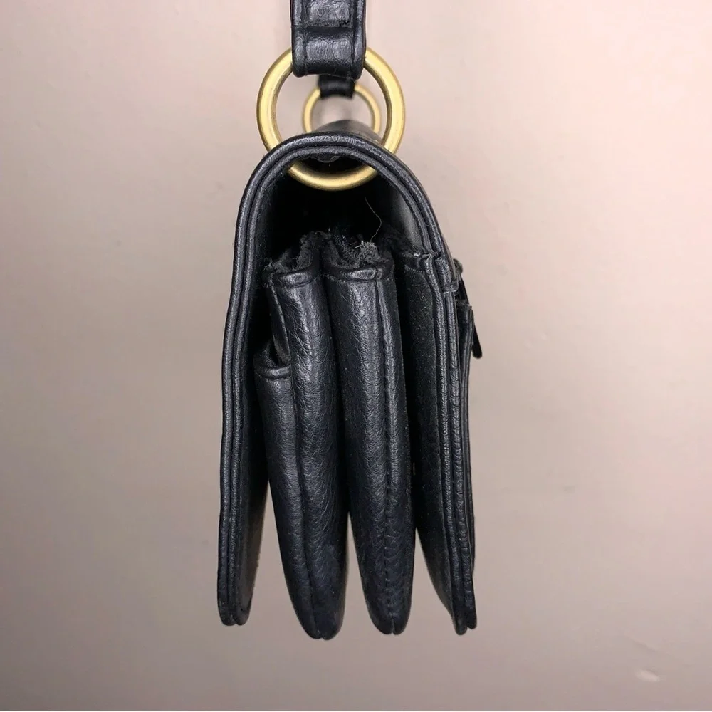 Rosetti Black Faux Leather Crossbody Purse Gold Hardware Travel Classic